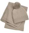 BB401 (B401) Knitted Scarf and Beanie Gift Set Oatmeal fleck colour image